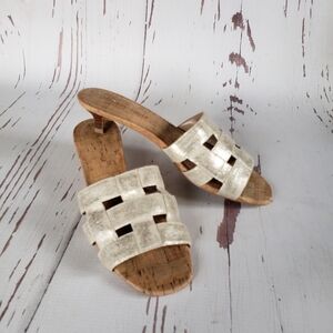 Donald J.Pliner low heel gold open toe sandal mule